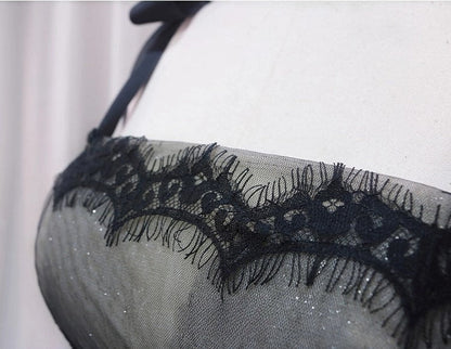 Black Tulle Lace Long Prom Dresses, Black Long Evening Dresses HZ1024