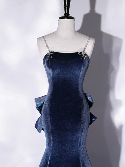 Mermaid Velvet Long Prom Dresses, Velvet Formal Evening Dresses HZ1024