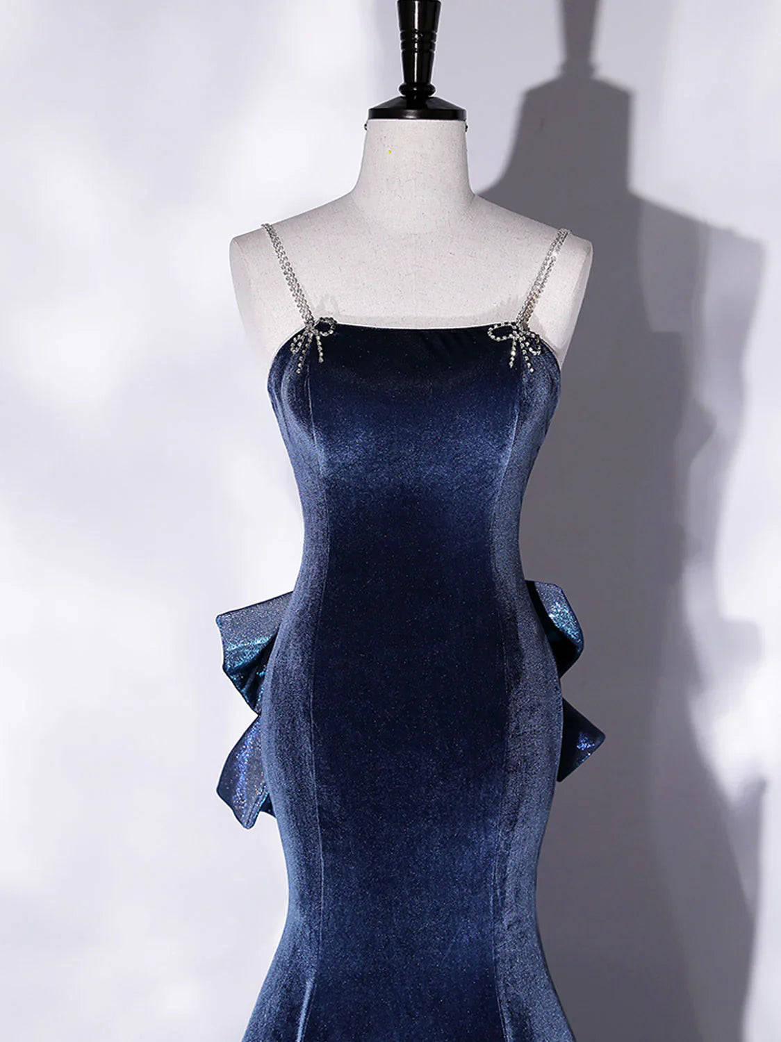 Unique Mermaid Velvet Long Prom Dresses, Velvet Formal Evening Dresses ED0728