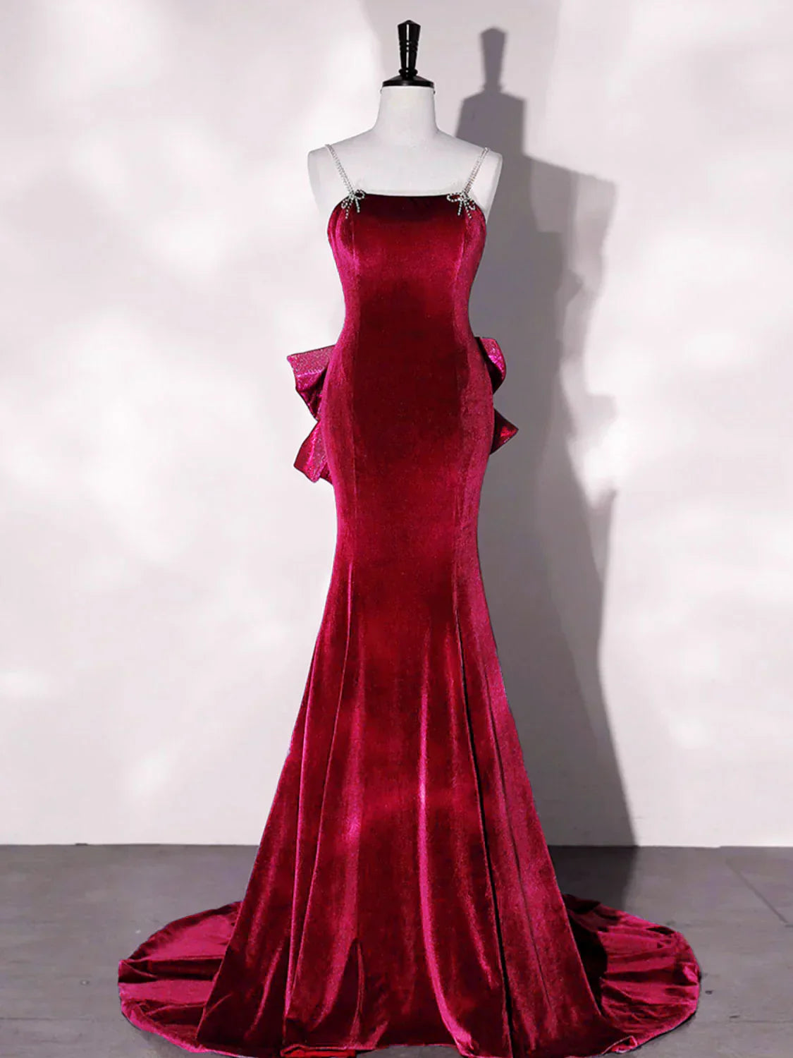Mermaid Velvet Long Prom Dresses, Velvet Formal Evening Dresses HZ1024