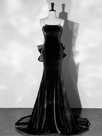 Mermaid Velvet Long Prom Dresses, Velvet Formal Evening Dresses HZ1024