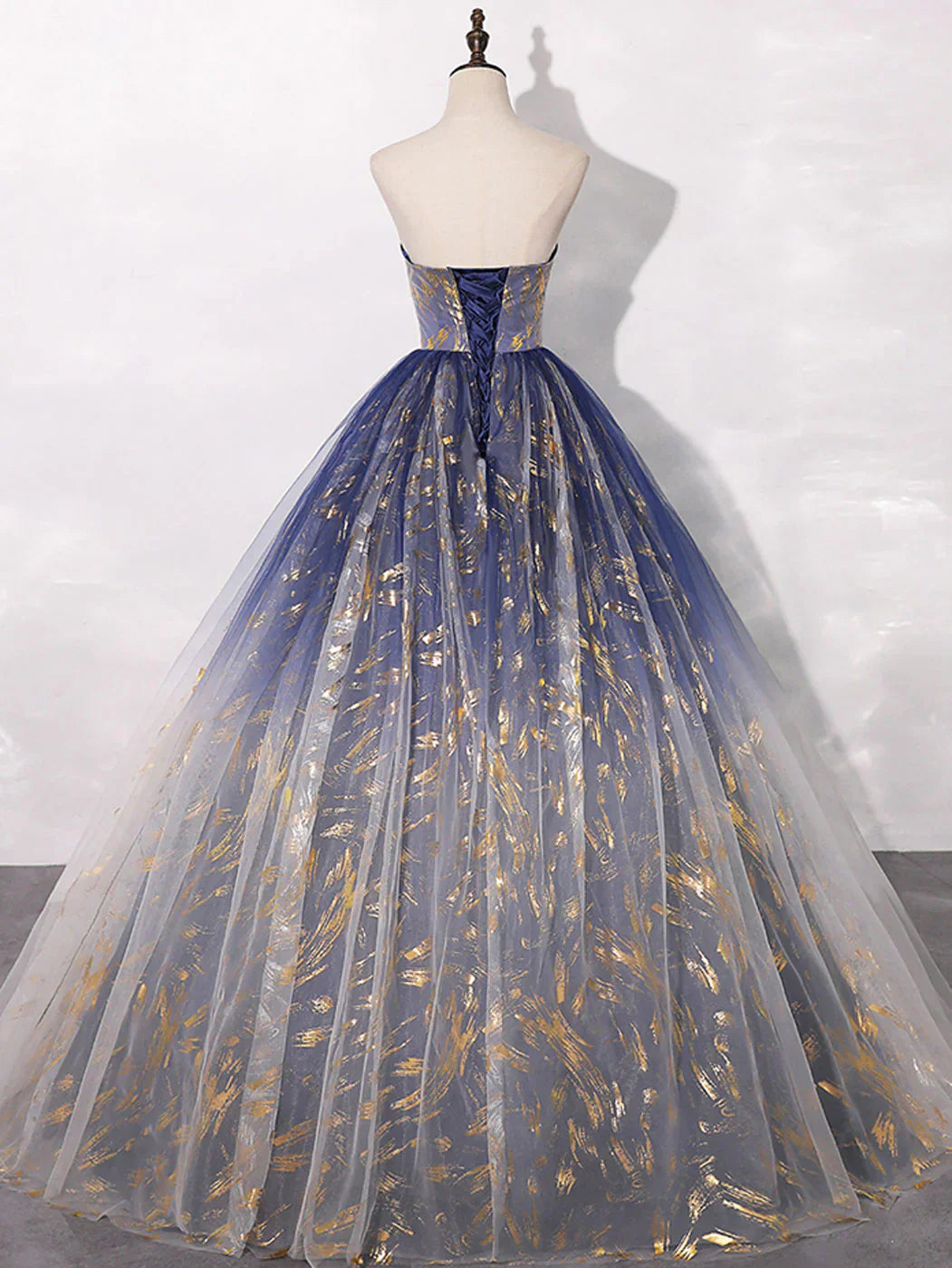 Tulle Blue Long Prom Dress, Blue Tulle Long Evening Dresses HZ1024