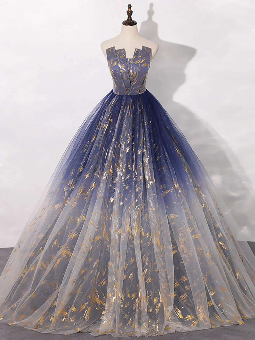 Tulle Blue Long Prom Dress, Blue Tulle Long Evening Dresses HZ1024