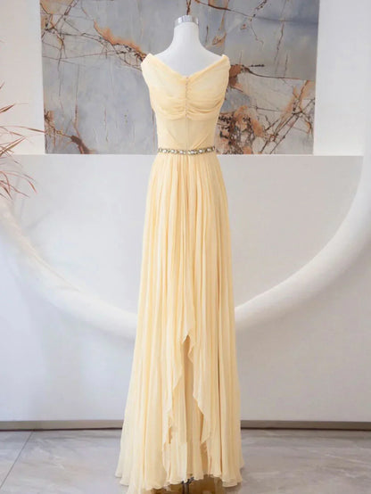 Sweetheart Neck Chiffon Long Prom Dress, Chiffon Formal Evening Dress HZ1024