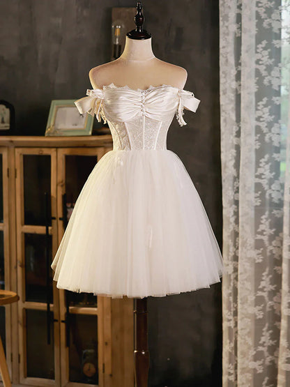 sweetheart neck tulle lace short prom dress tulle homecoming dress HZ1024