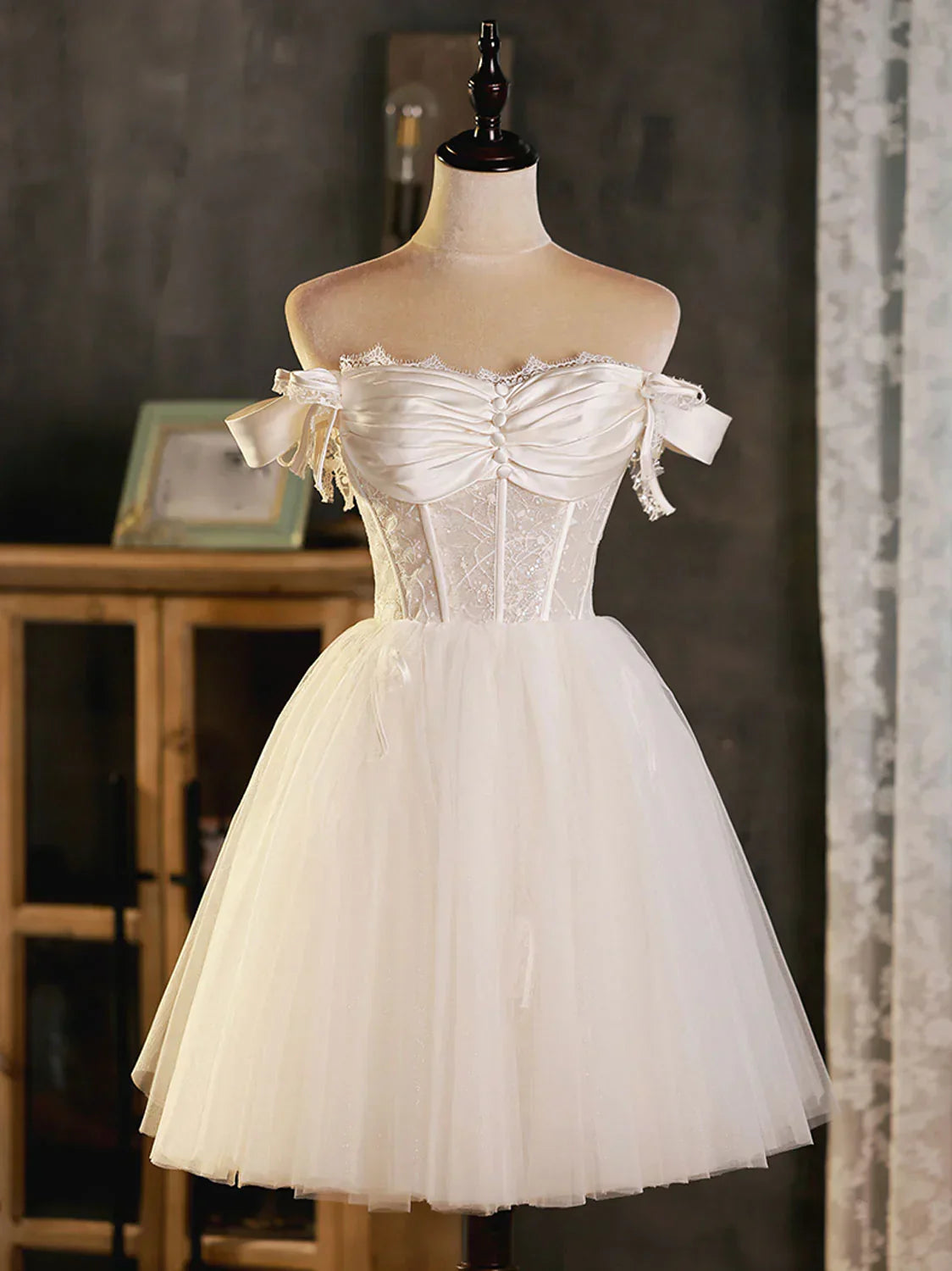sweetheart neck tulle lace short prom dress tulle homecoming dress HZ1024