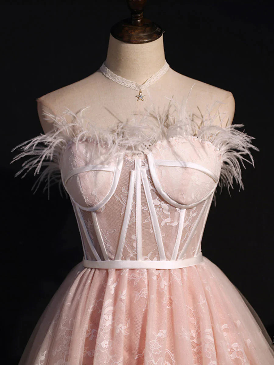 Cute sweetheart neck tulle short prom dress pink tulle homecoming dress  ED0757