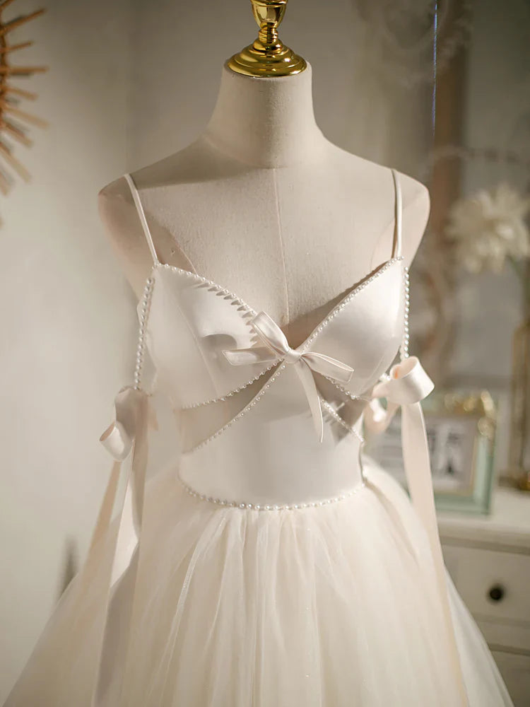 Beige A-line tulle short prom dress beige tulle homecoming dress  ED0759