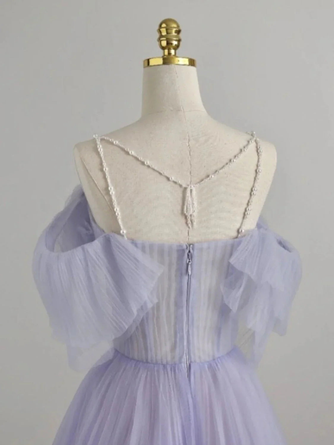 A-Line Purple Tulle Long Prom Dress, Purple Formal Dress ED0765