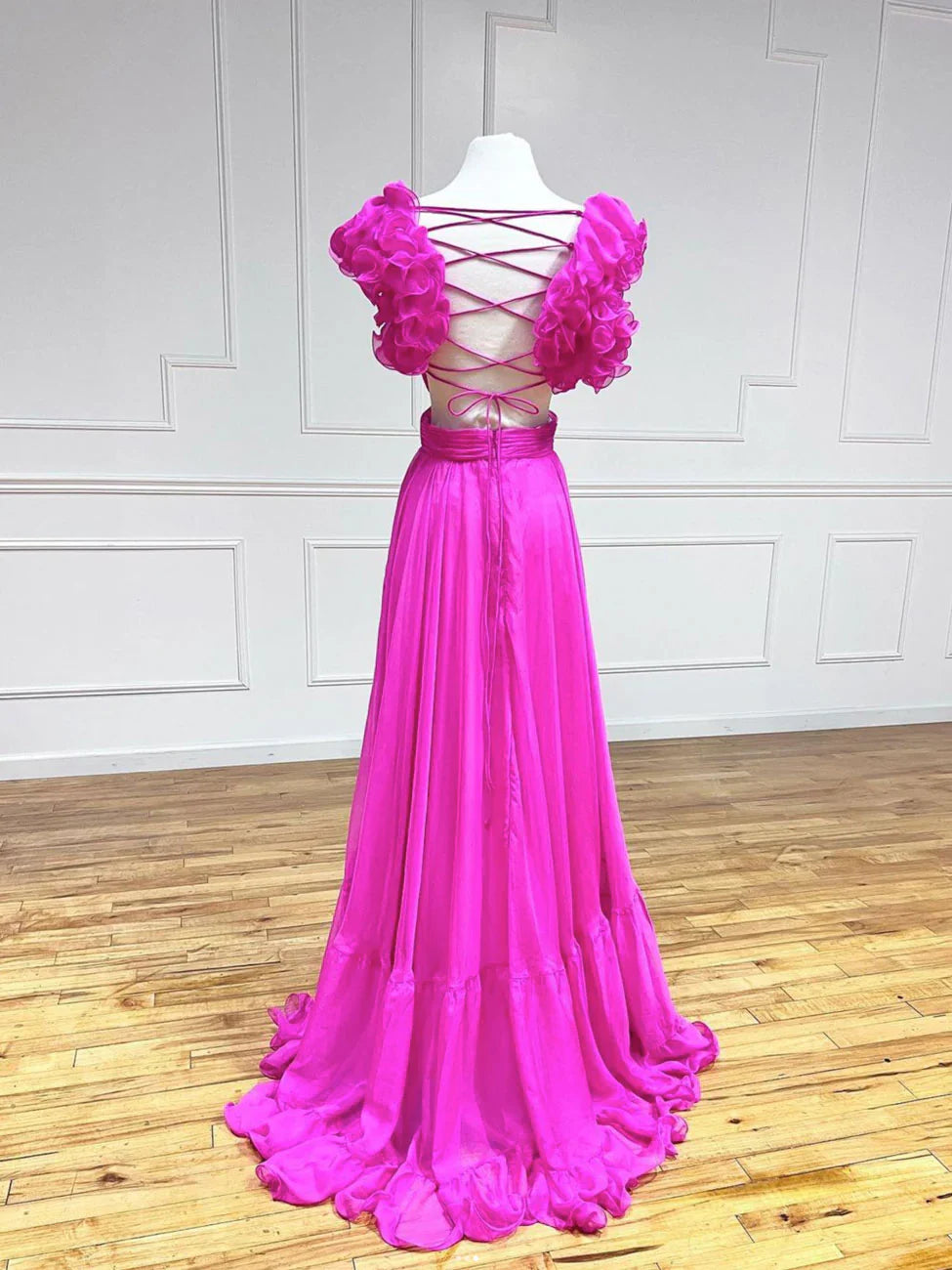 A-Line Backless Long Prom Dresses, Red Long Evening Dresses ED0774