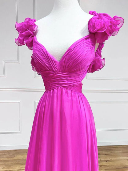A-Line Backless Long Prom Dresses, Red Long Evening Dresses ED0774