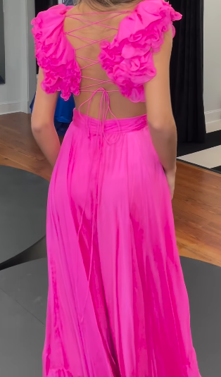 A-Line Backless Long Prom Dresses, Red Long Evening Dresses ED0774