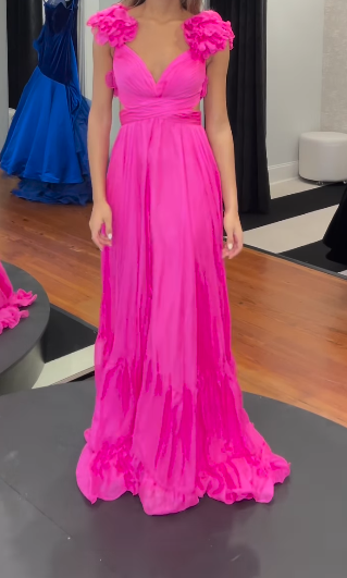 A-Line Backless Long Prom Dresses, Red Long Evening Dresses ED0774