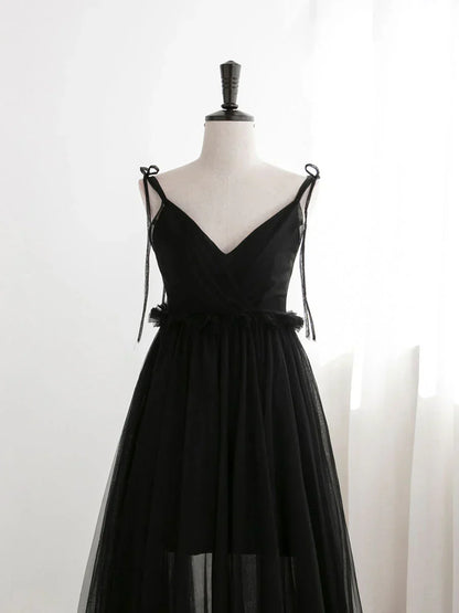 Black Tulle Long Prom Dresses, Black Formal Evening Dresses HZ1024
