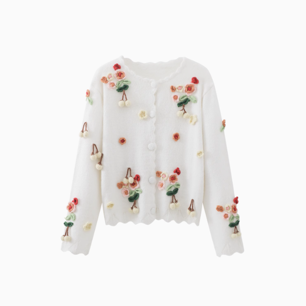 3D Flower Long Sleeve Cardigan Sweater HZ1024