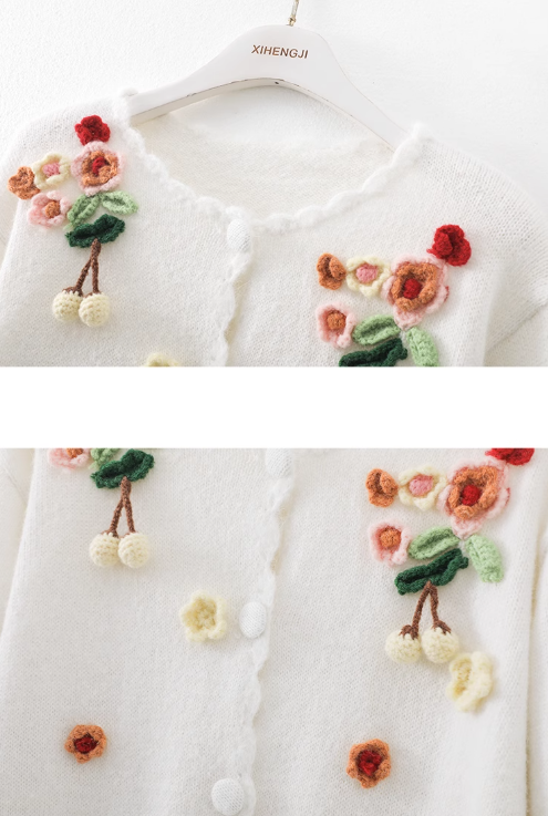 3D Flower Long Sleeve Cardigan Sweater HZ1024