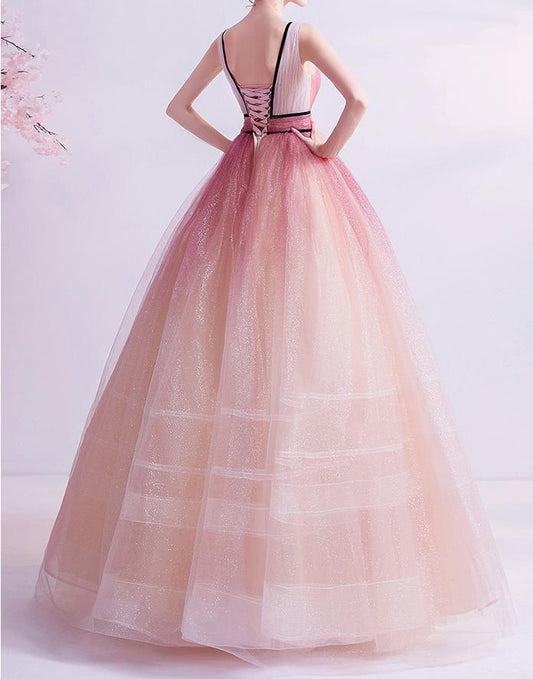 Simple v neck burgundy tulle long prom dress, tulle formal dress ED0813