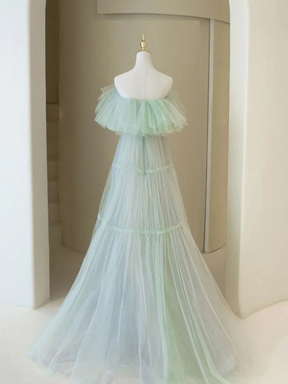 Green Aline Long Prom Dresses, Off Shoulder Formal Long Green Evening Graduation Dresses ED0818