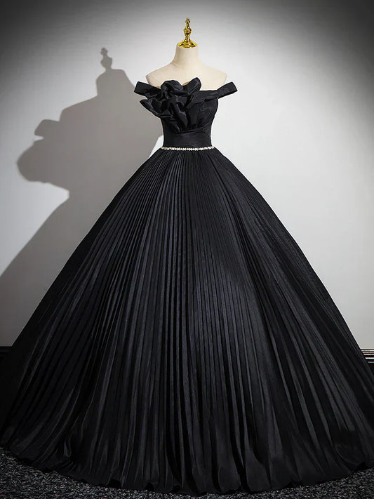 Off Shoulder Black Long Prom Dress, Black Long Evening Dress HZ1024