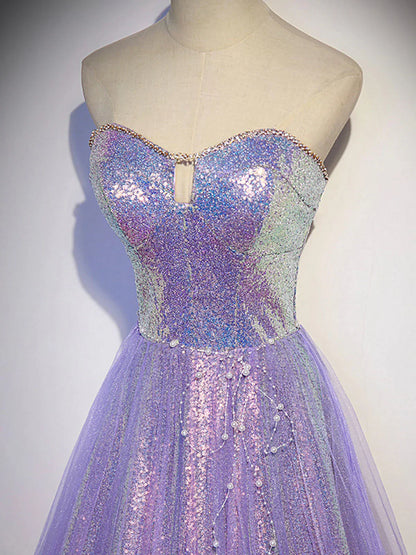 sweetheart neck long prom dress purple formal party dress HZ1024