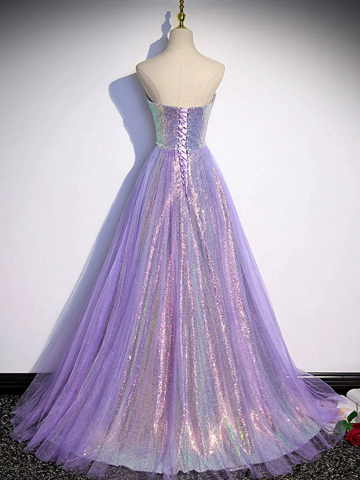 sweetheart neck long prom dress purple formal party dress HZ1024