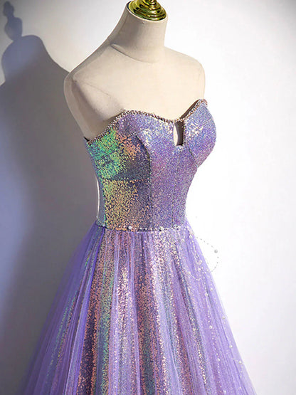 sweetheart neck long prom dress purple formal party dress HZ1024