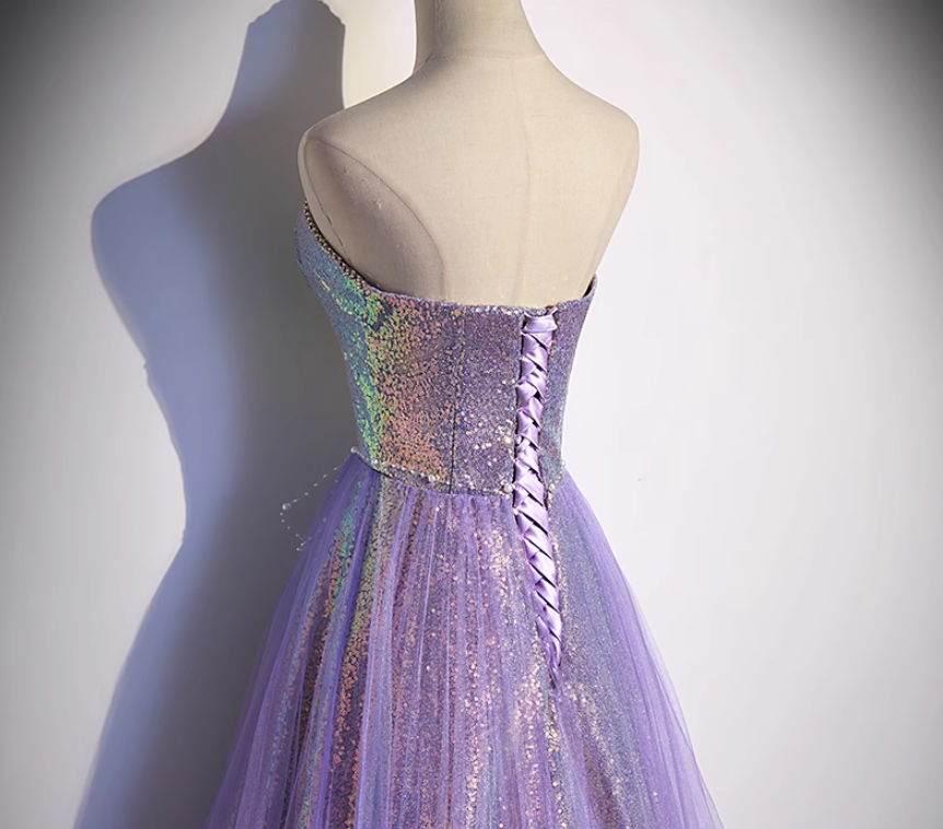 sweetheart neck long prom dress purple formal party dress HZ1024