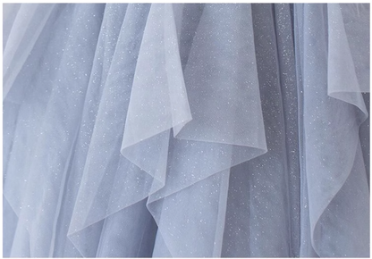 purple tulle long prom dress, purple A line evening dress HZ1024
