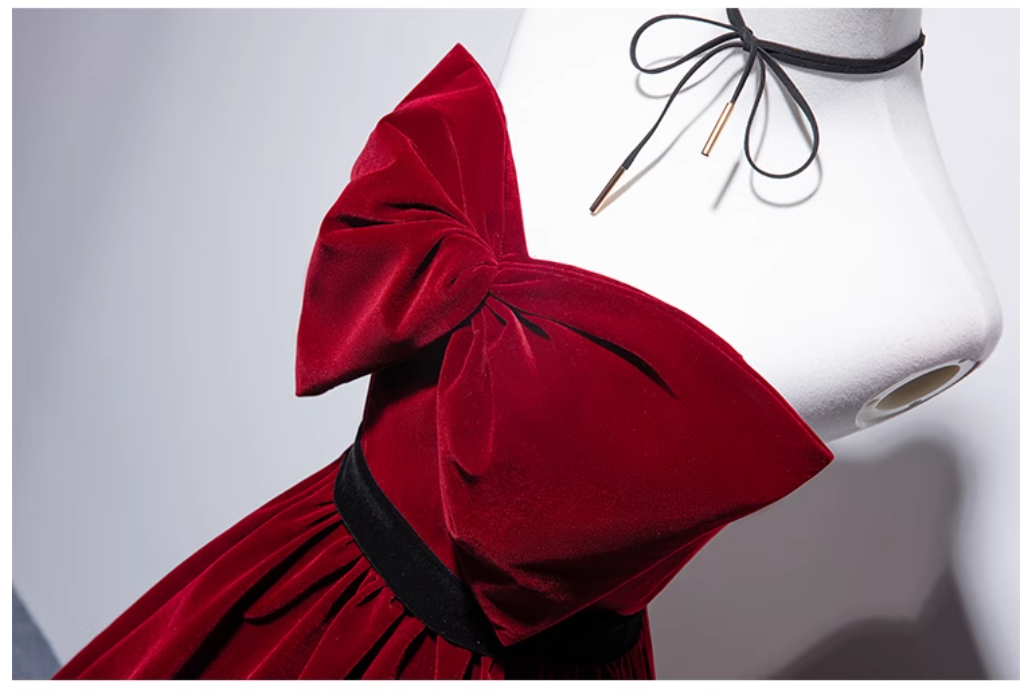 A line burgundy long prom dress, velvet bridesmaid dresses HZ1024