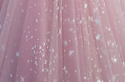 pink A line velvet tulle long prom dress, pink evening dress HZ1024