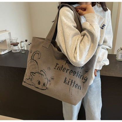 Casual large capacity canvas commuter shoulder bag ED0861
