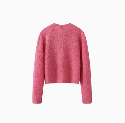 Colorful Button Crewneck Knit Cardigan HZ1024
