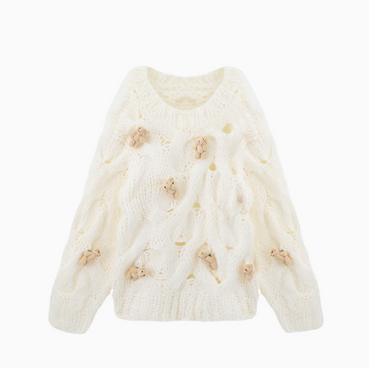 style bear thick needle twist long sleeve sweater HZ1024
