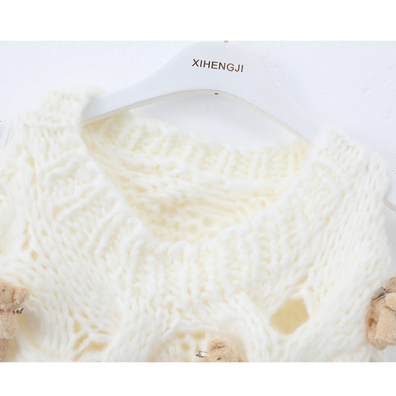 style bear thick needle twist long sleeve sweater HZ1024