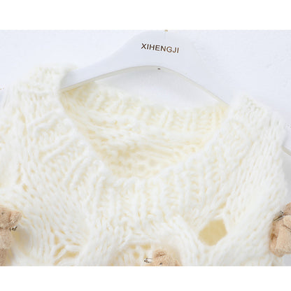 style bear thick needle twist long sleeve sweater HZ1024