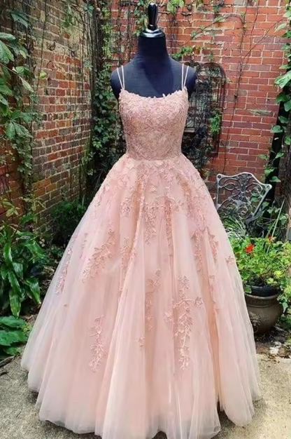 tulle lace long prom dress lace tulle evening dress HZ1024