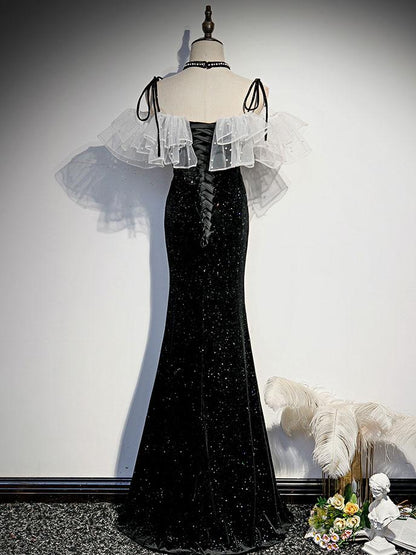Black Mermaid Long Prom Dress, Black Evening Dress ED0880
