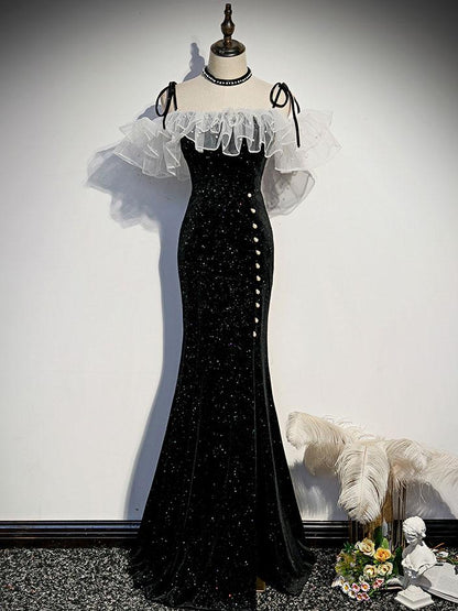 Black Mermaid Long Prom Dress, Black Evening Dress ED0880