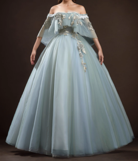 Green A-Line Tulle Lace Long Prom Dress, Lace Evening Dress HZ1024