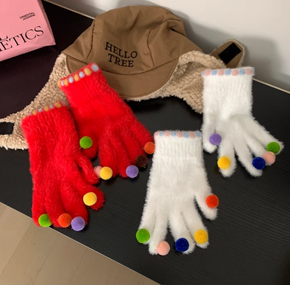 Touch screen colorful ball warm gloves ED0890
