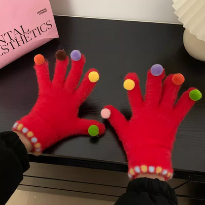 Touch screen colorful ball warm gloves ED0890