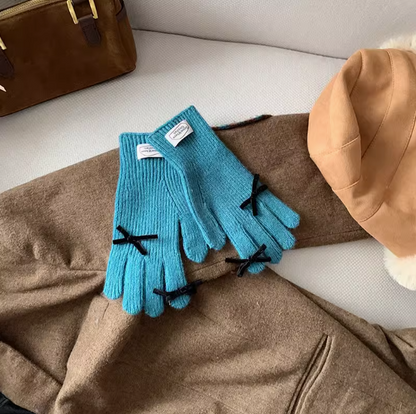 Bowknot Touch Screen Warm Gloves ED0897