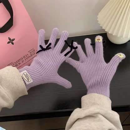 Bowknot Touch Screen Warm Gloves ED0897