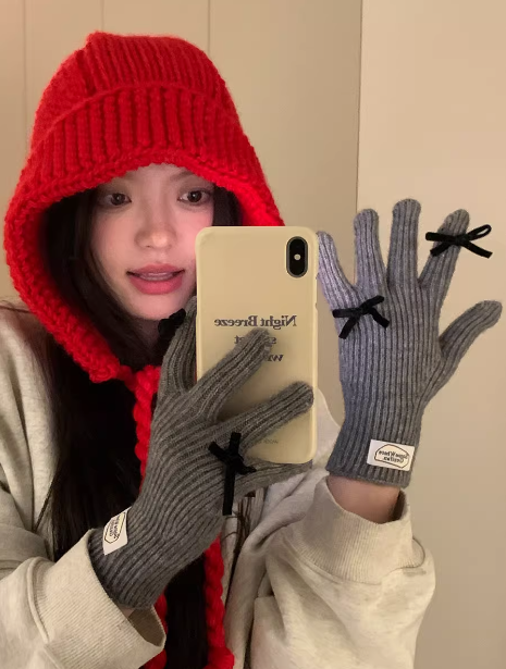Bowknot Touch Screen Warm Gloves ED0897
