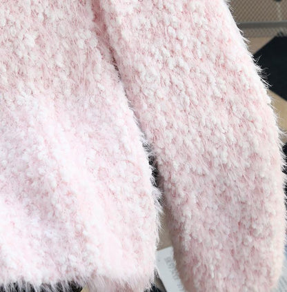 3D Flower Faux Mink Sweater HZ1024