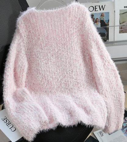 3D Flower Faux Mink Sweater HZ1024