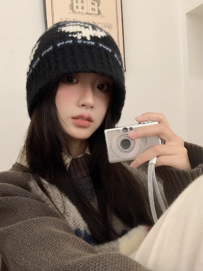 Black Vintage Knit Hat ED0923