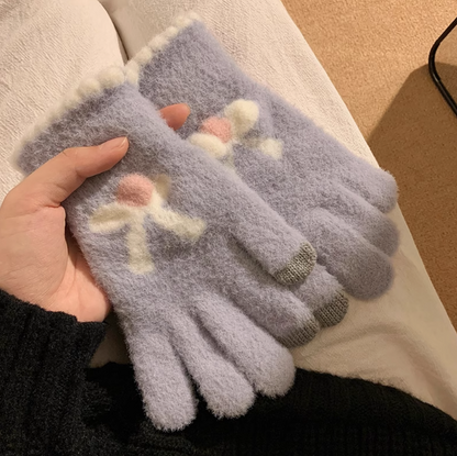 Cute Thick Touch Screen Plush Five Finger Gloves ED0926
