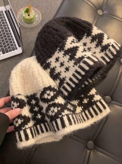 diamond plaid warm wool hat HZ1024