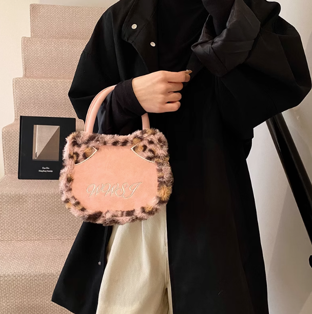 print plush patchwork tote bag crossbody bag HZ1024